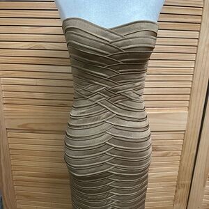 BCBG Strapless Dress in Tan